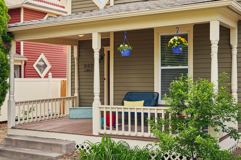 For the majority of the year, you can enjoy the majesty of Pikes Peak from your cozy spot on the front porch!