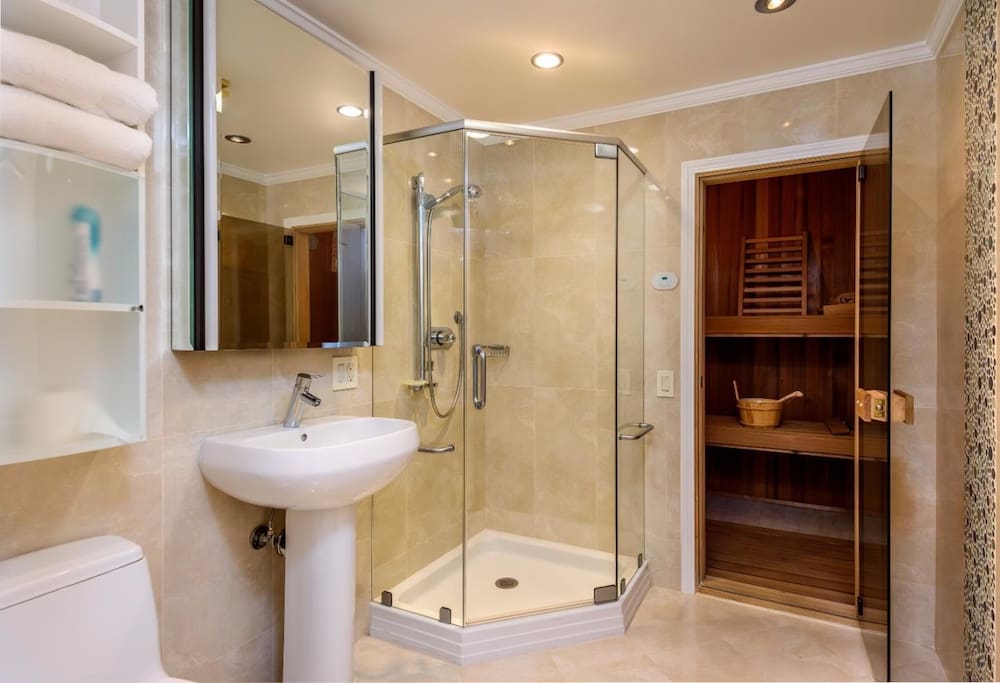 bath room with sauna