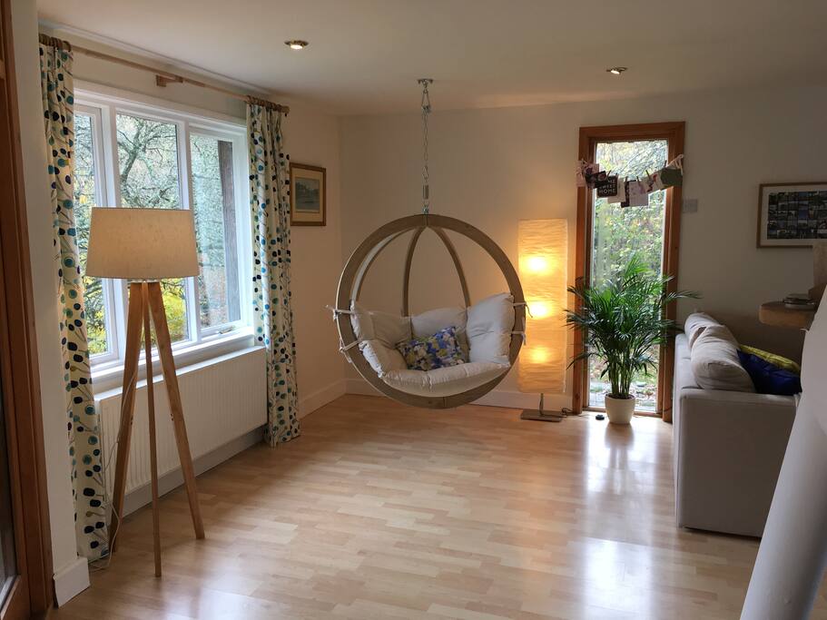 Hammock chair in living area