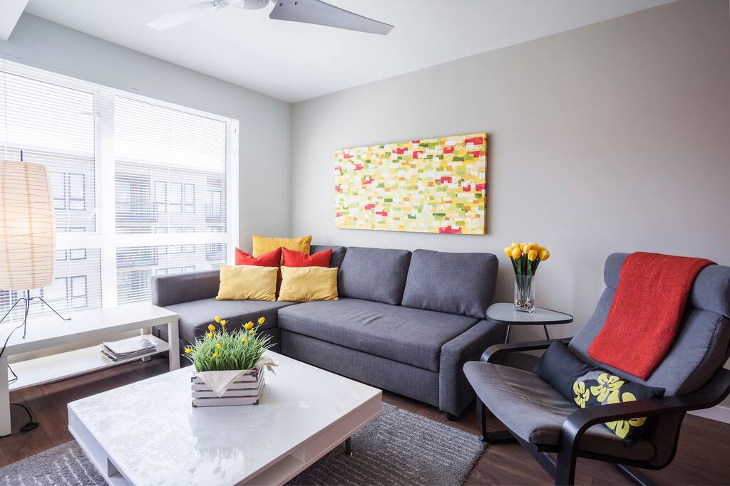 Bright cheerful open living space with an abundance of light.