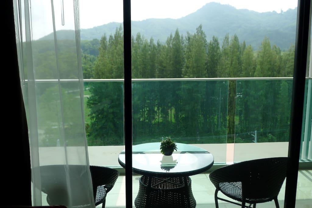 Balcony with mountain view