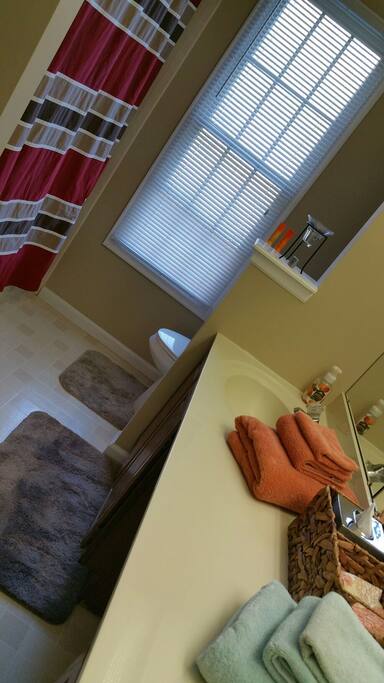 Your private bathroom has a double vanity sink.
