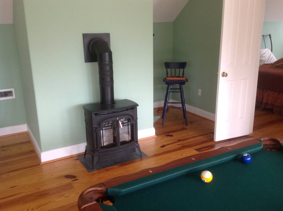 Gas fired stove in main living room