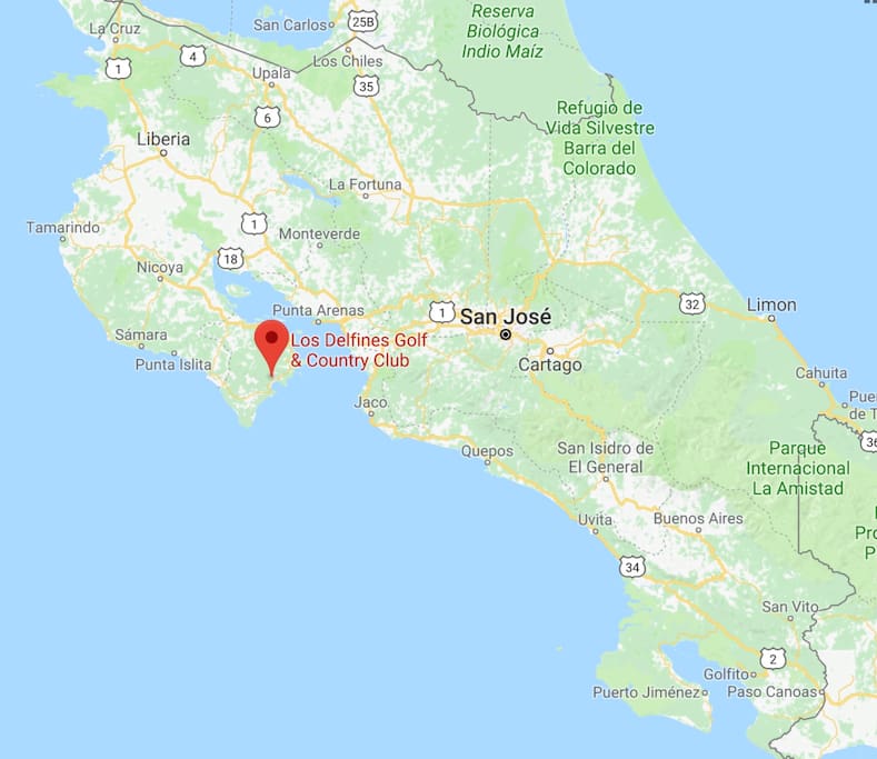 Los Delfines location on Nicoya Peninsula