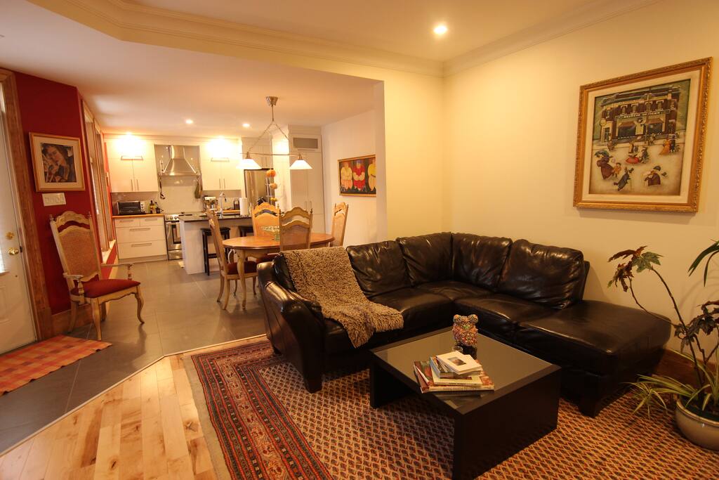Open kitchen dining room and living room
