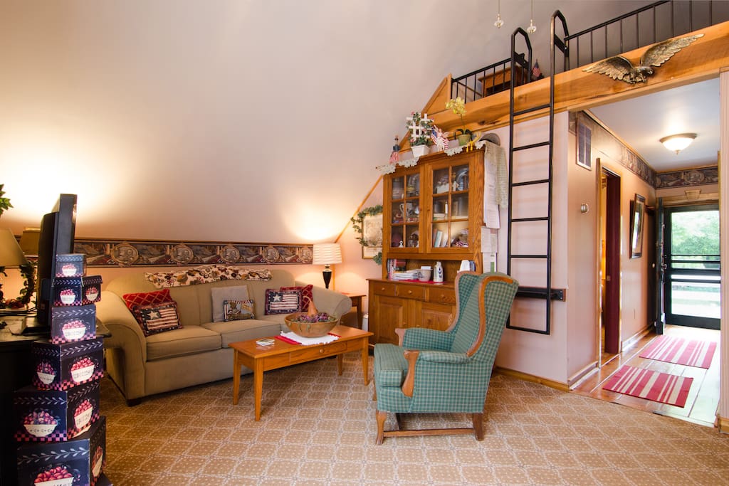 Living Room Area, and Sleeper Loft Ladder