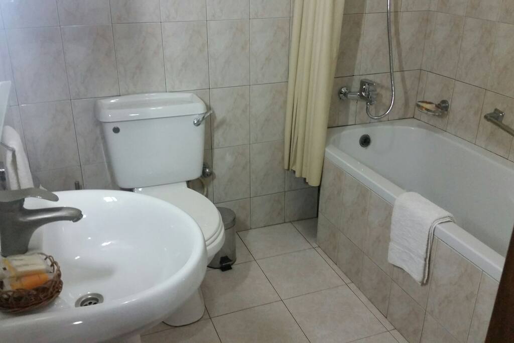 Nice toilet and bathroom with hot water shower