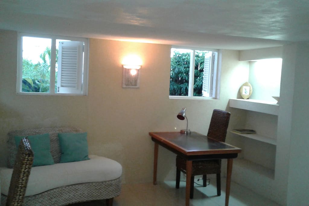 Desk/Dining table and sofa