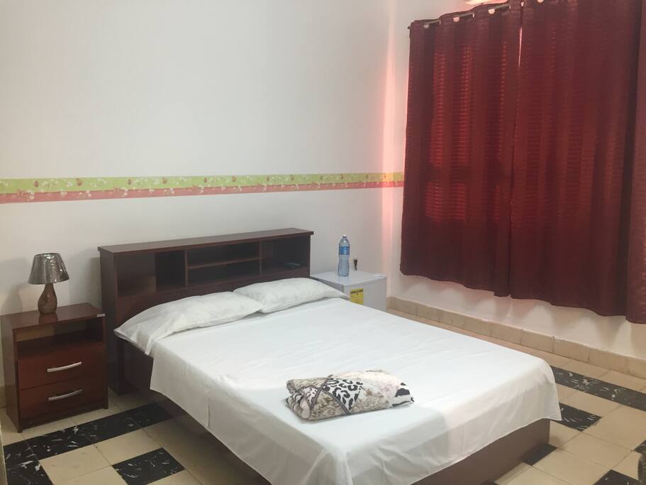 Room 1, double bed, TV, safe box