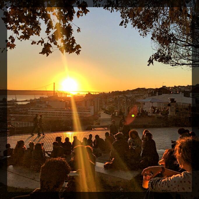 Miradouro Santa Catarina (Adamastor) 4 minutes walk. Perfect sunset drink!!