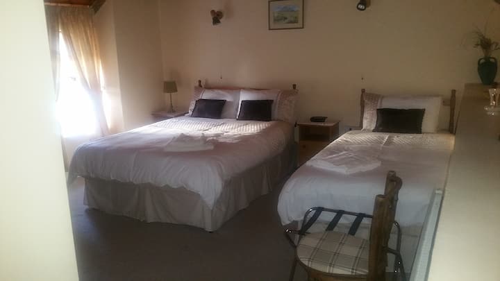 Hillcrest Farm - South Wing - Bedroom 3 - Triple Room en-suite.  Sea, garden & mountain view. 
