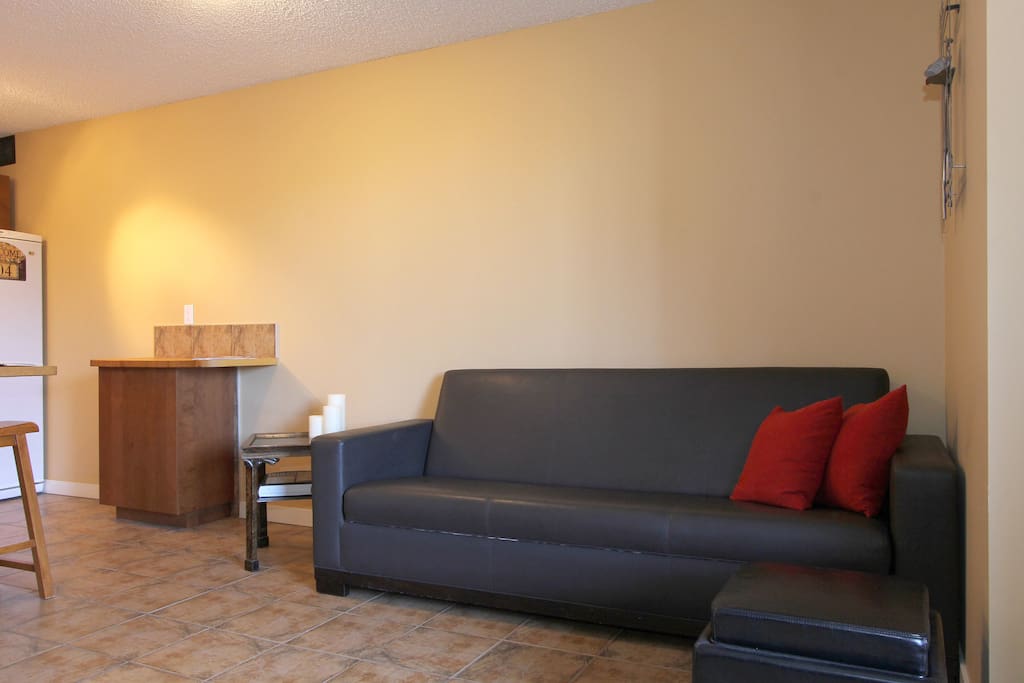Second Double bed sofa Sleeper with bedding stored below seat.