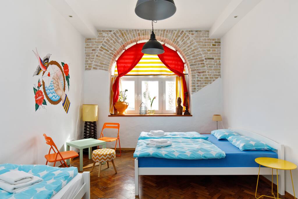 Room 1: can accommodate 3 people