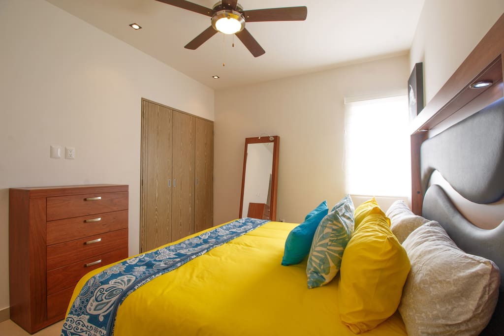 Closet and Drawer space in Bedroom + Bright window with view of the mountains.