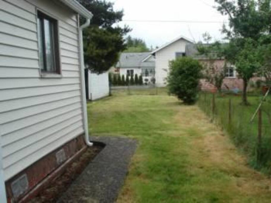 partial fenced side & back of yard.
