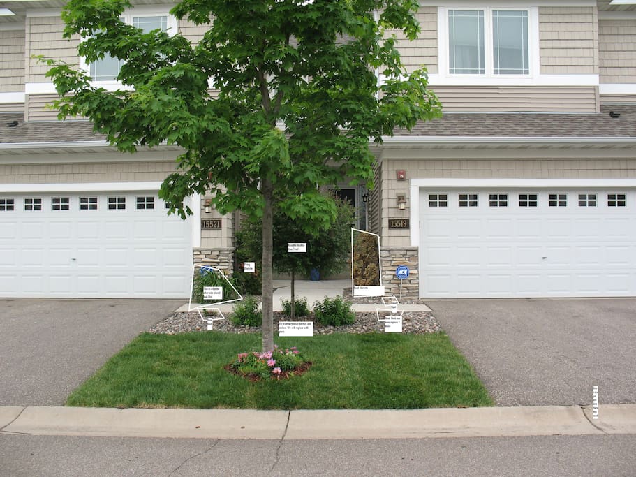 Front entry. 2 car garage and security system we will customize for your stay including keyless entry.
