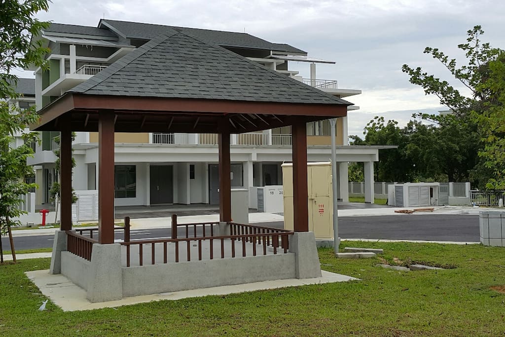 gazebo in front of the house