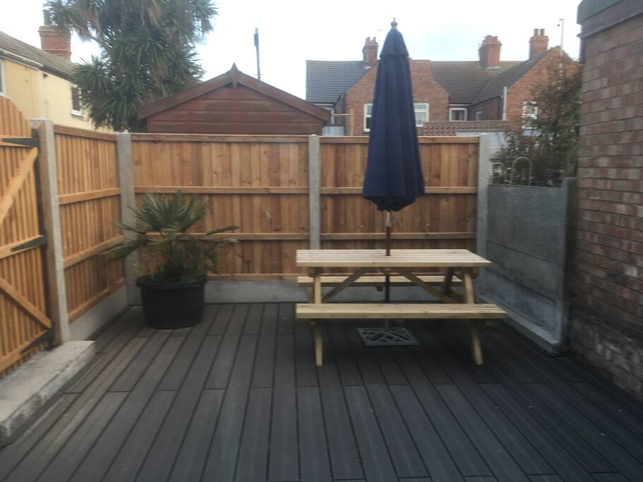 South facing patio area