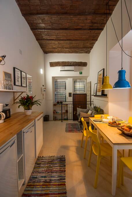 living room with kitchen