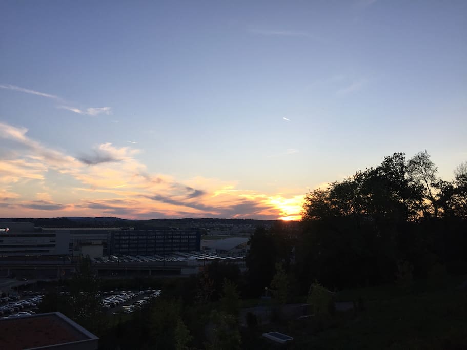 View from the living room to Airport Zurich