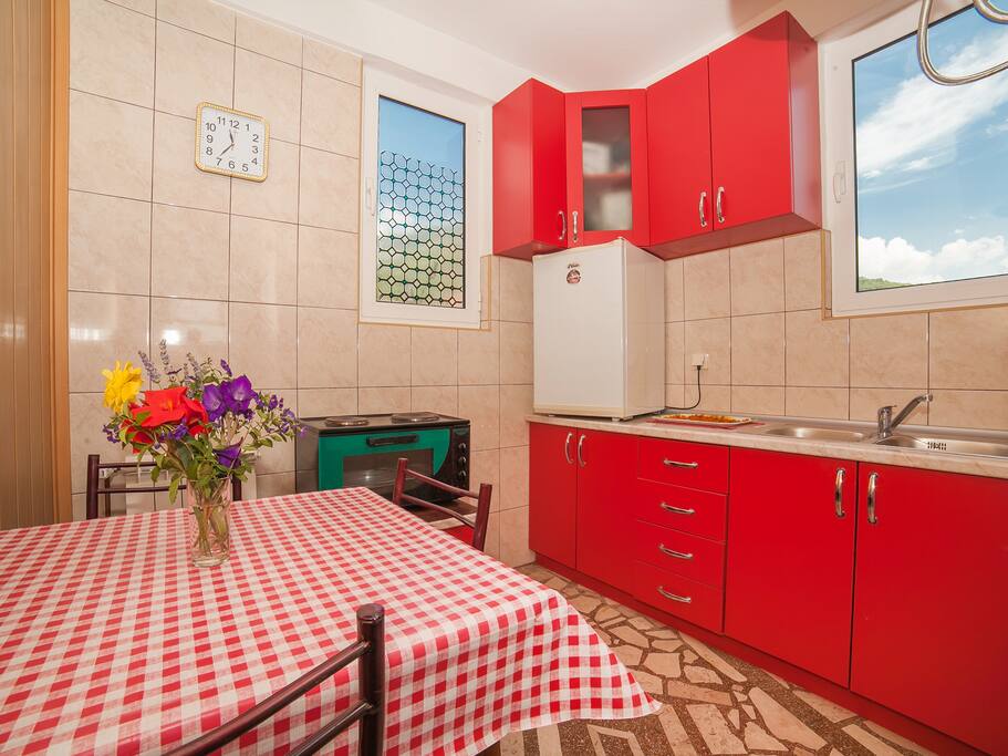 Kitchen and seating area