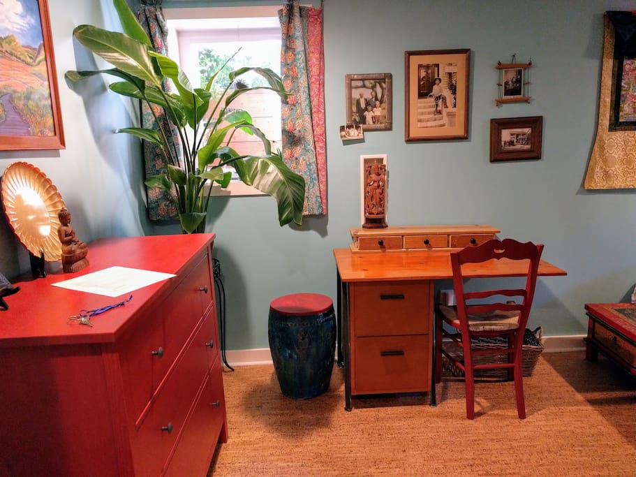your desk near a sunny window