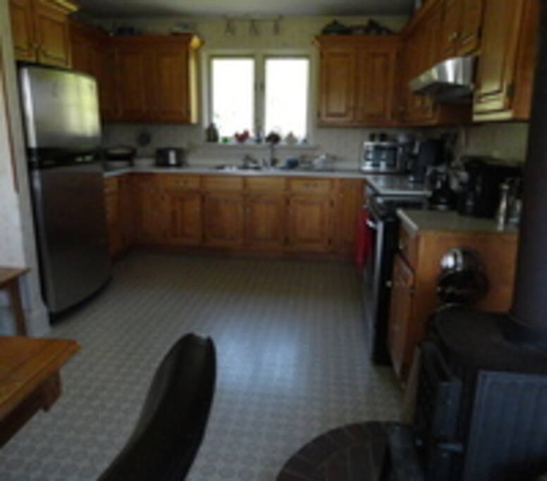 Very well stocked kitchen. It is eat-in with a table that seats 6.