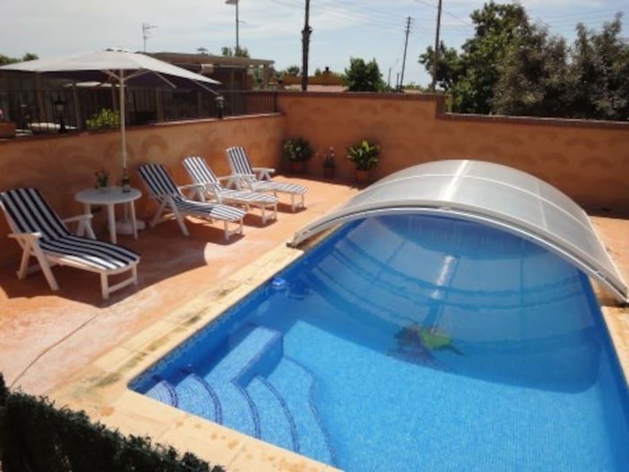 Half covered pool