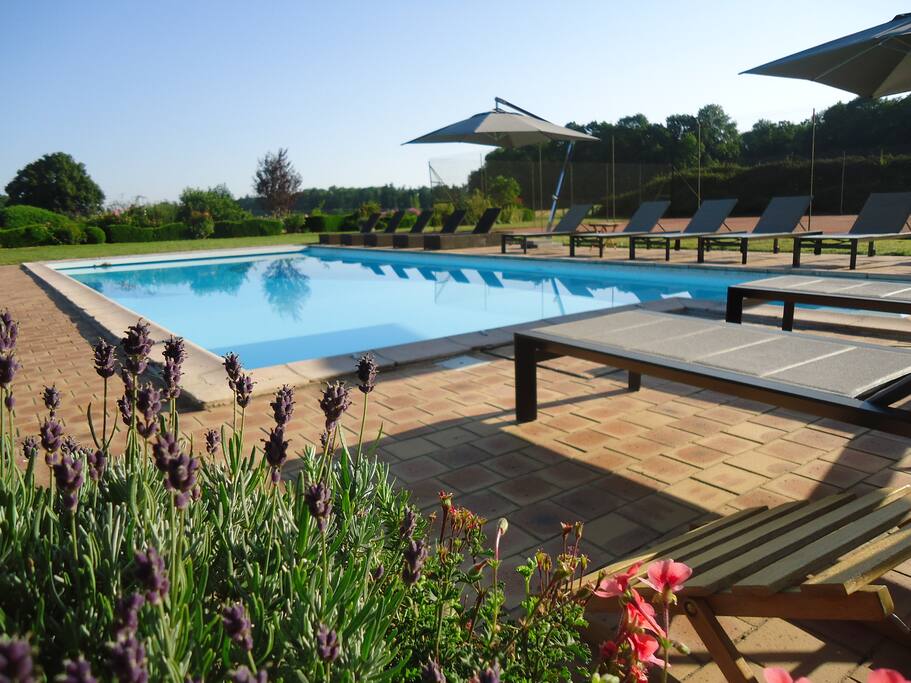 La piscine au pied du château