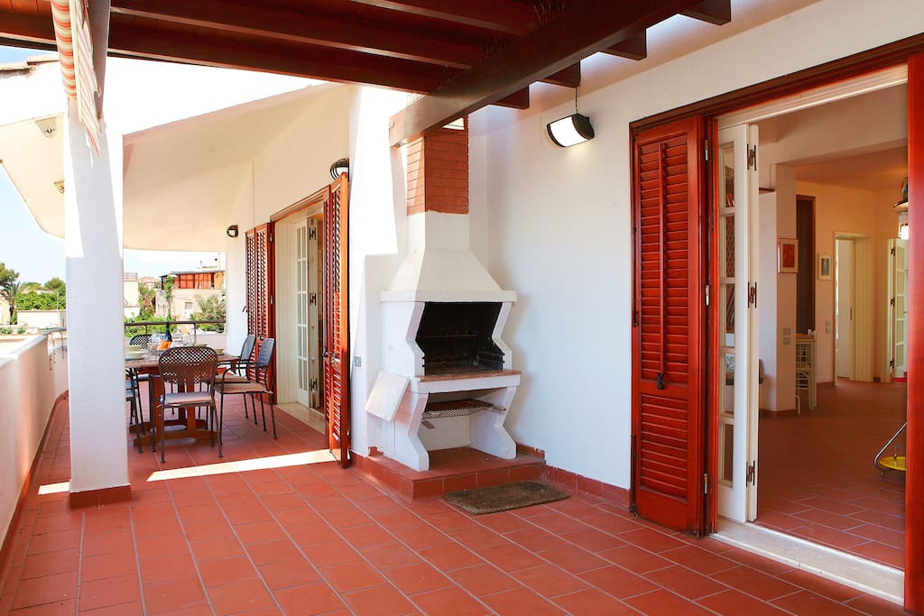 The large covered terrace
