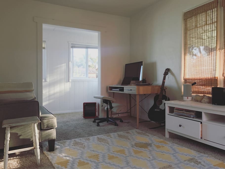 Work area, hook up your laptop to the Apple Thunderbolt Display