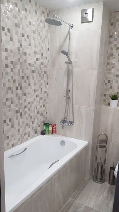 Bath with rain shower