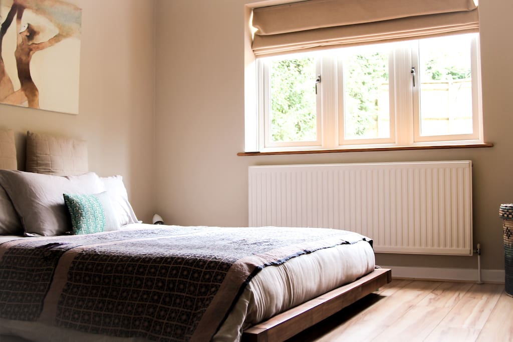 Main bedroom has a great new Leesa mattress which feels pretty much like sleeping in a snazzy hotel bed. We love it!