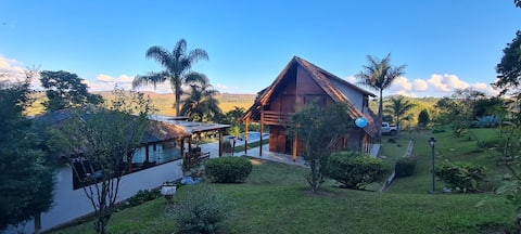Wooden chalet with pool and 