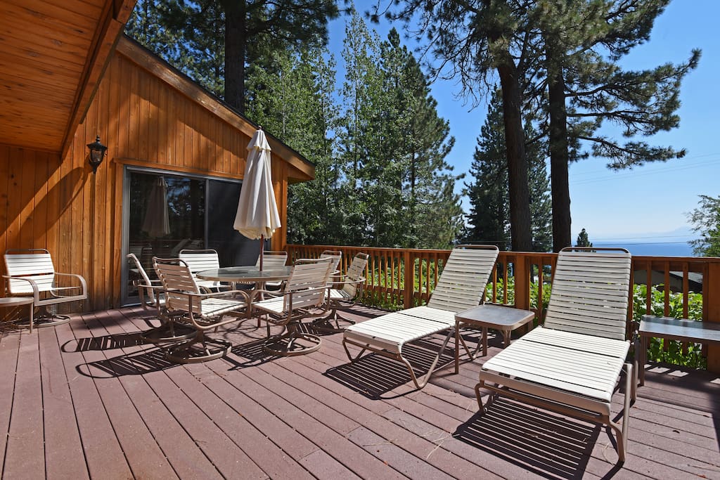 Take in beautiful lake views from the back porch