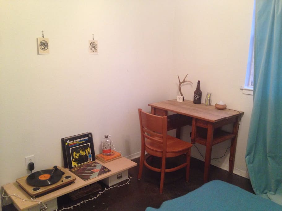 Record player and books