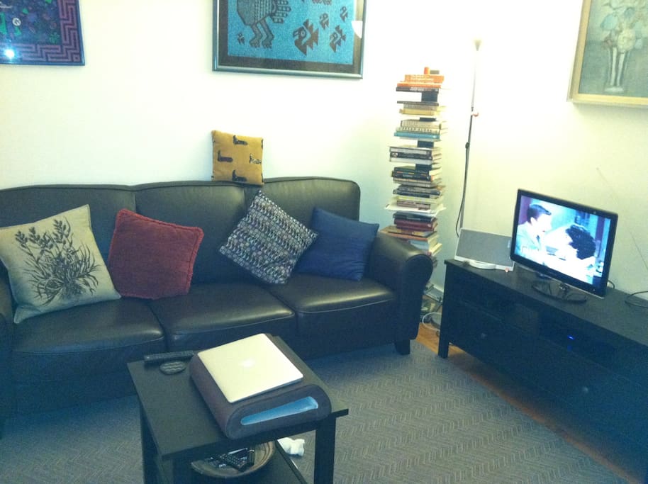 The living room is quite comfortable. It's completely yours during the day and early evening.