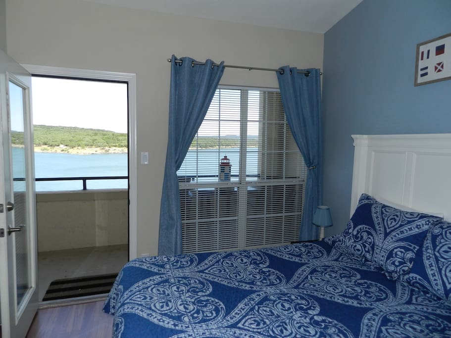 bedroom has great views of the lake