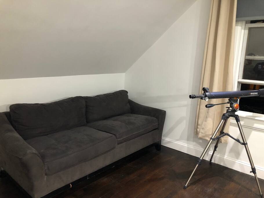 A queen sized sofa bed in the living room