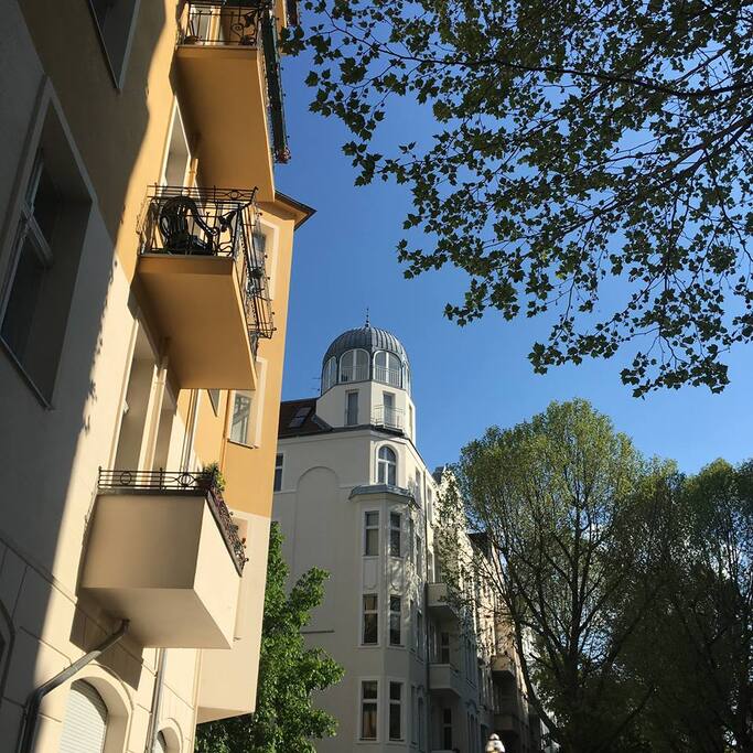 The view outside the building
