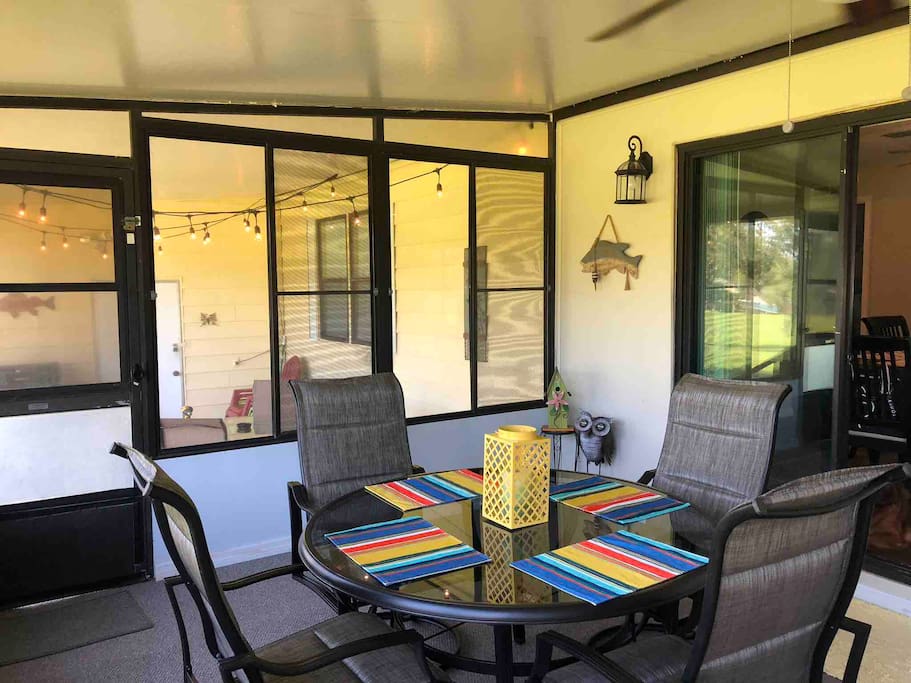 Dining area on Air conditioned back porch.