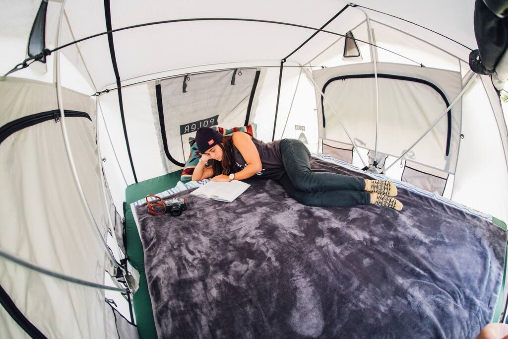 Spacious roof tent with room for two.