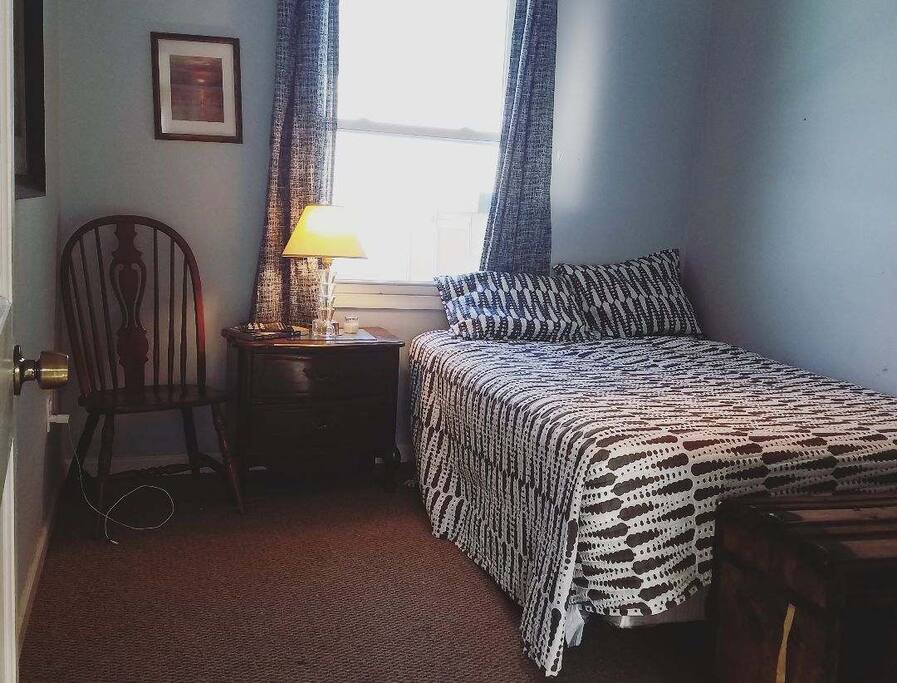comfortable single room with double bed and locking door for security