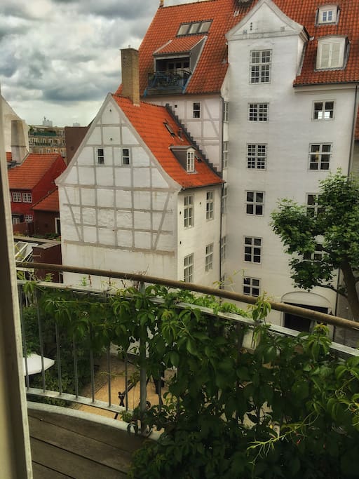 View of closed courtyard from balcony