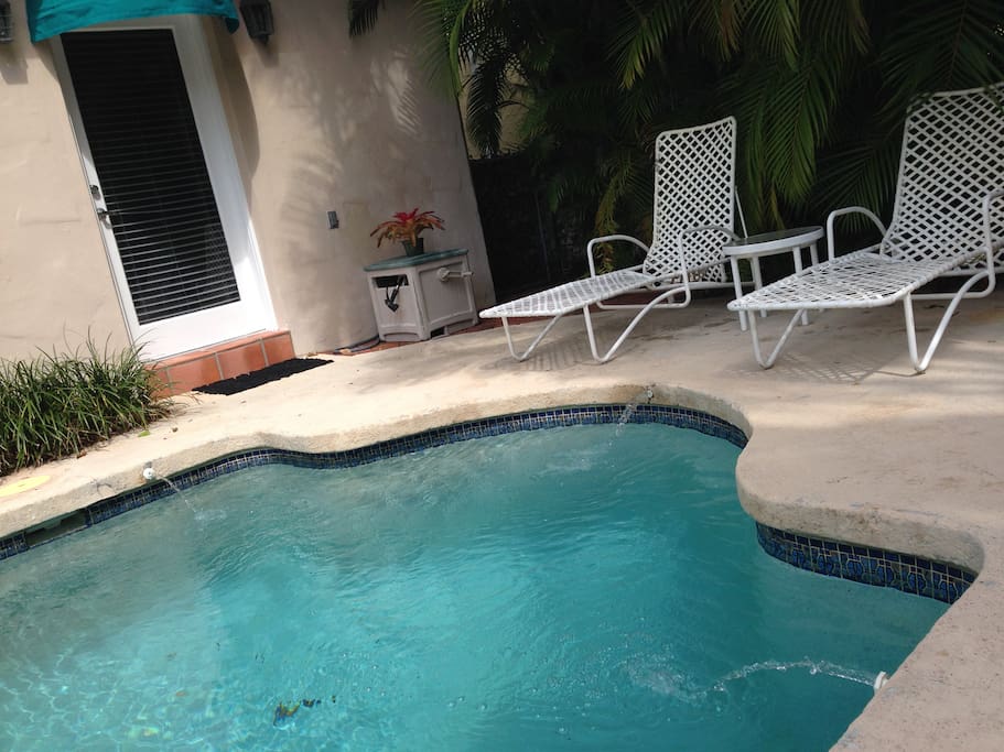 Door of private room. Pool available for swimming and sunning.