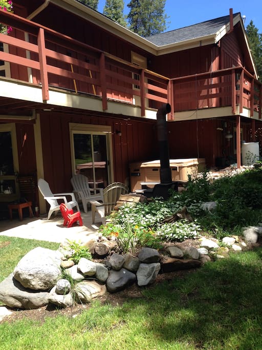 private patio with hot tub