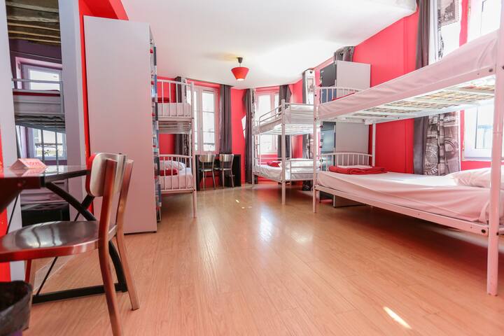 Bed in 12 bed dormitory in hostel by Montmartre