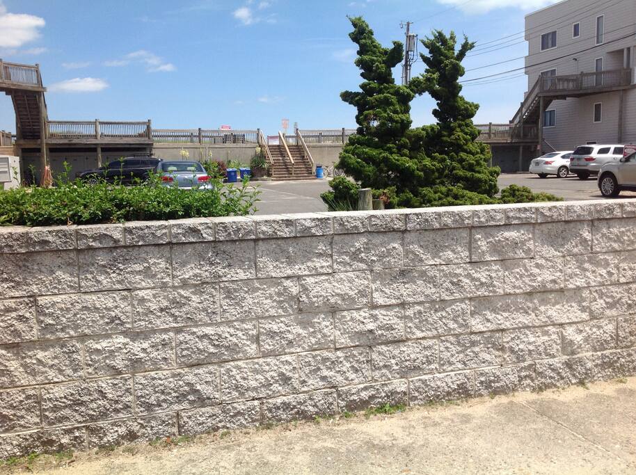 Picture of steps leading to beach taken from driveway