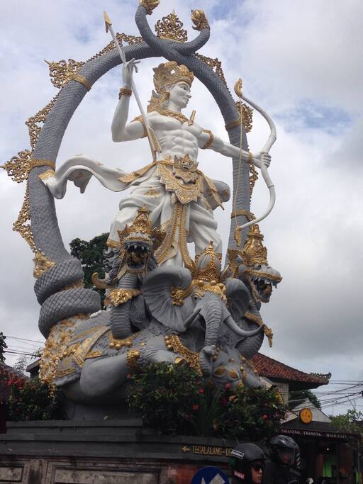 From the statue arjuna 100 meters to the north left of the road