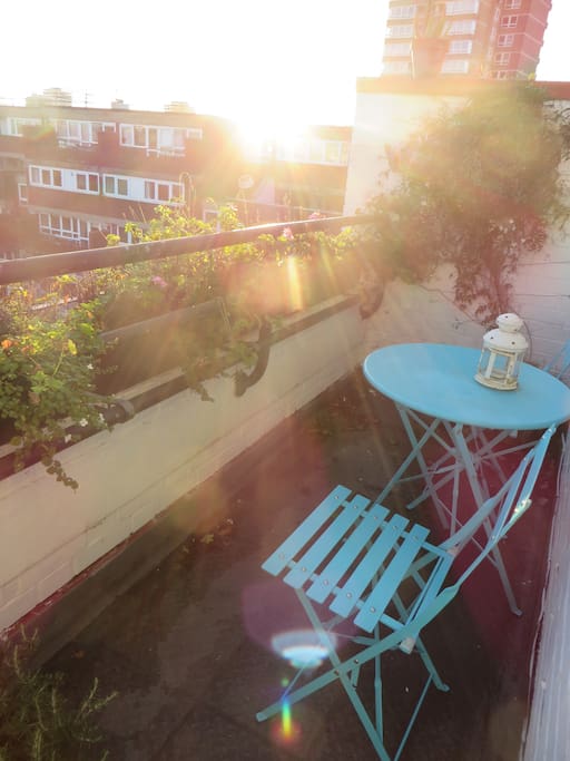 Terrace overlooking communal gardens. A great spot for a morning coffee or sundowner!
